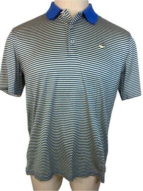 Masters Collection Green with Blue Stripes Polo Golf Shirt Men’s Large